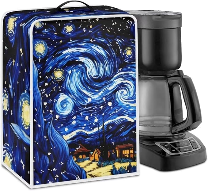 Starry Night Print Coffee Maker Cover – Dust Protection Stain Resistant Washable Appliance Cover Kitchen Decoration Gifts For Coffee Lovers