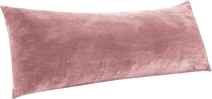BEDELITE Body Pillow Cover with Zipper Closure, Super Soft and Cozy Fuzzy Fleece Pillowcase 20 x 54 Inches, Luxury Fluffy Plush Long Body Pillow Pillowcase for All Seasons(Dusty Pink)