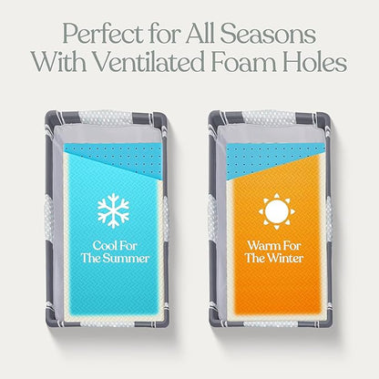 Sleepah Pack and Play Mattress Waterproof & Washable Cover Foldable Tri-Fold Pad 38 x 26 x 1.5 Pad for Babies and Toddlers Play Yards Mattresses Fits Most Playpens