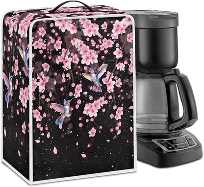 Coffee Maker Cover Hummingbird Cherry Blossom Coffee Maker Cover for Kitchen Counter Dust Protector