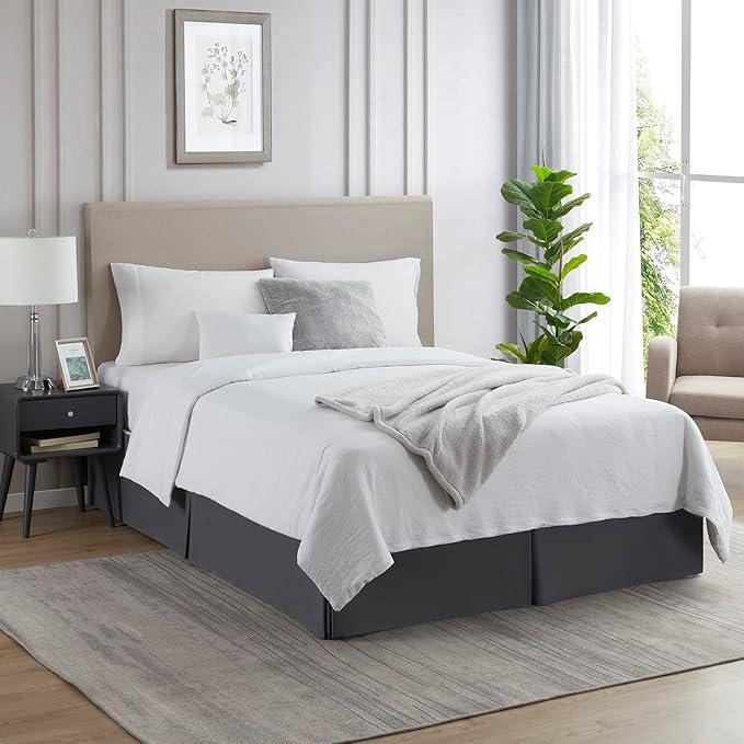 Nestl Dark Gray Twin XL Bed Skirt - Twin XL Size Bed Skirt 14 Inch Drop - Brushed Microfiber Bed Skirts - Hotel Quality Pleated Bed Skirt - Shrinkage & Fade Resistant