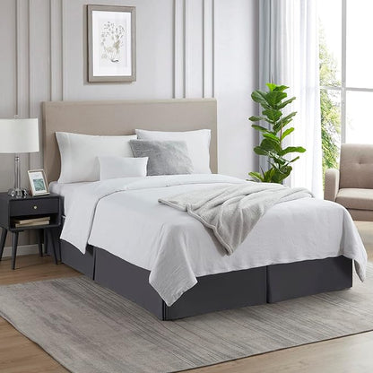 Nestl Dark Gray Full XL Bed Skirt - Full XL Size Bed Skirt 14 Inch Drop - Brushed Microfiber Bed Skirts - Hotel Quality Pleated Bed Skirt - Shrinkage & Fade Resistant