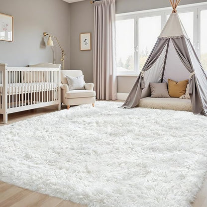 6x9 Area Rugs for Living Room Rug: Soft Fluffy Shag White Rugs for Bedroom, Non-Slip Large Fuzzy Plush Rug Indoor Floor Carpet for Nursery Kids Boys Girls Room, Dorms, Playroom, Modern Home Decor