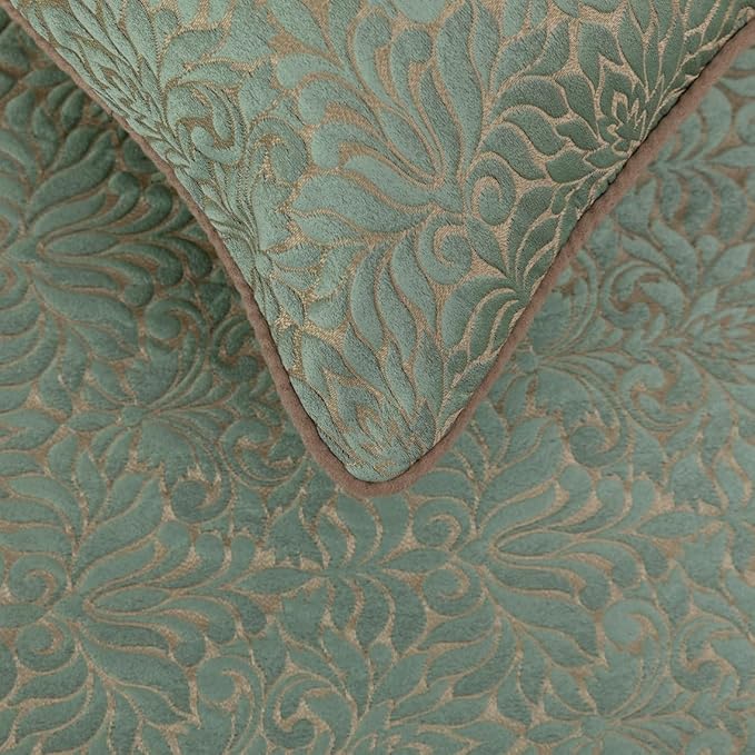 The HomeCentric King/Queen/Twin Blue & Beige Decorative Queen 74"x18" Bed Runner Without Pillow Cover, Damask Bed Scarf on Jacquard Fabric - Arabella