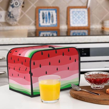 Cute Fruit Red Green Watermelon 2 Slice Toaster Cover, Waterproof Toaster Dust Cover Bread Maker Protective For Small Kitchen Appliance Dining Room Home Table Decor Gifts