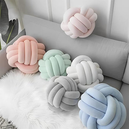 Knot Ball Pillows, Round Throw Pillow Cushion Home Decoration Soft Plush Pillow, Throw Knotted Ball Pillow Handmade Children Room Decoration Round Plush Toy Pillow (Light Green,11"/28cm)