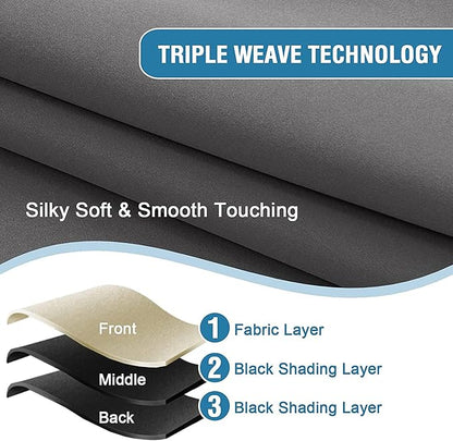 H.VERSAILTEX 100% Blackout Curtains for Bedroom Thermal Insulated Blackout Curtains 96 inch Length Heat and Full Light Blocking Curtains for Living Room with Black Liner 2 Panels Set, Grey