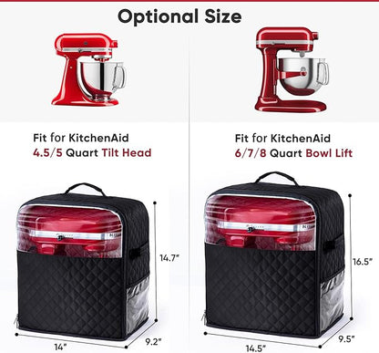 BAGSPRITE Stand Mixer Cover with Appliance Sliders Base Compatible with KitchenAid Mixer-Storage Bag for 6/7/8 Quart with Pockets for Kitchen Aid Accessories and Attachments