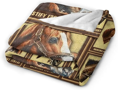 Racing Horse Blanket Throw for Girls Boys Men Women Kids Adults - Soft Warm Cozy Fleece for Couch Sofa Bed - Horse Gifts and Decor - 80"x60"