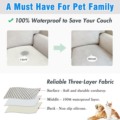 Couch Arm Covers, Sofa Arm Covers, Waterproof Armrest Cover for Sofa, Armchair, Loveseat, Headrest Cover, Non-Slip Recliner Arm Cover, Arm Chair Covers Set of 2 (Cream, 19"×19")
