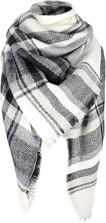 American Trends Women's Cozy Warm Winter Fall Blanket Scarf Stylish Soft Chunky Checked Giant Scarves Shawls
