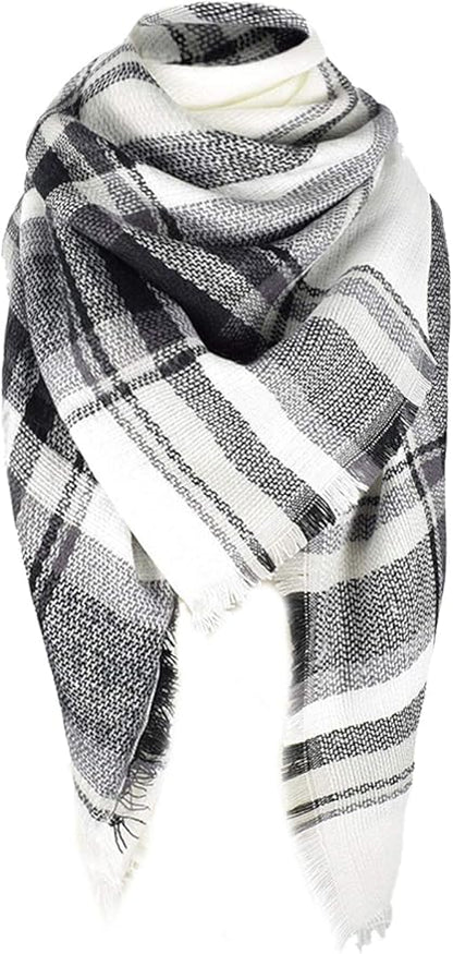 American Trends Women's Cozy Warm Winter Fall Blanket Scarf Stylish Soft Chunky Checked Giant Scarves Shawls