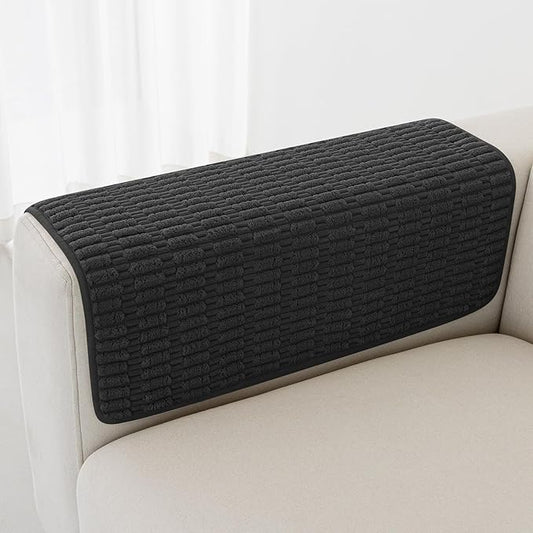 Foxdecor Couch Arm Covers Sofa Arm Covers, Arm Chair Covers Set of 2, Non-Slip Chair Arm Covers, Arm Rest Cover for Sofa, Armchair Slipcovers Couch Protector (Black 20x20 inch)