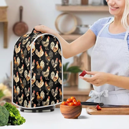 Chicken Rooster Print Blender Dust Cover, Stand Mixer or Coffee Maker Appliance Cover, Anti Fingerprint Polyester Dust Proof Stain Resistant for Blender Home Kitchen Decor