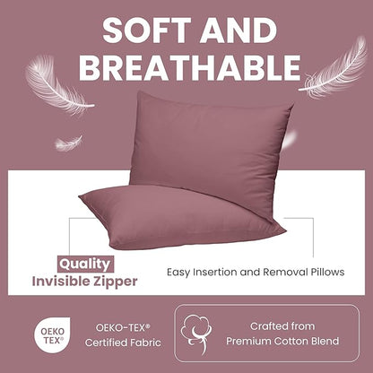 Haven & Glow Decorative Throw Pillow Cover – Rectangular Cushion Case with Zipper | Modern Sofa, Couch & Bed Accent Pillow Covers for Living Room, Bedroom & Home Decor | 20 x 12 Inch – Violet – 2 Pack