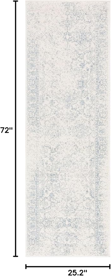SAFAVIEH Adirondack Collection Runner Rug - 2'1" x 6', Ivory & Slate, Distressed Vintage Floral Design, Non-Shedding & Easy to Clean, Ideal for Hallway, Foyer, Entryway, Bedroom (ADR109S)