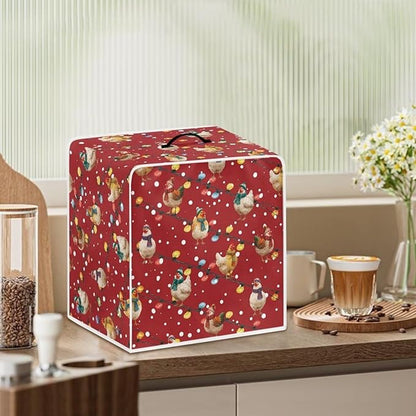 Christmas Rooster Coffee Maker Cover Protector for Small Appliance Decor Kitchen Dustproof Mixer Protection