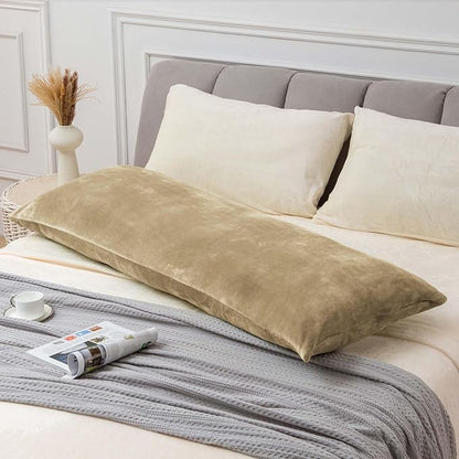 BEDELITE Body Pillow Cover with Zipper Closure, Super Soft and Cozy Fuzzy Fleece Pillowcase 20 x 54 Inches, Luxury Fluffy Plush Long Body Pillow Pillowcase for All Seasons(Camel)