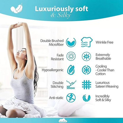 DREAMCARE Twin XL Sheet Sets – 3pcs Cooling Sheets – up to 15” Deep Pocket Twin XL Sheets Set – Hotel Luxury Sheets & Pillowcases – Superior Softness 100% Fine Microfiber with Side Pocket – Dark Gray