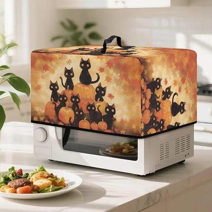 Microwave Oven Dust Cover, Thanksgiving Cat Heat-Resistant Waterproof Microwave Oven Grill Cover Protector Polyester Washable Dust Covers Case Protections for Microwaves Ovens