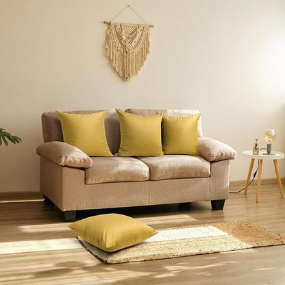 Thmyo 4-Pack 100% Cotton Comfortable Solid Decorative Throw Pillow Case Square Cushion Cover Pillowcase Sublimation Blank Pillow Covers DIY Throw Pillowcase(18x18 inch/45x45cm,Mustard Yellow)