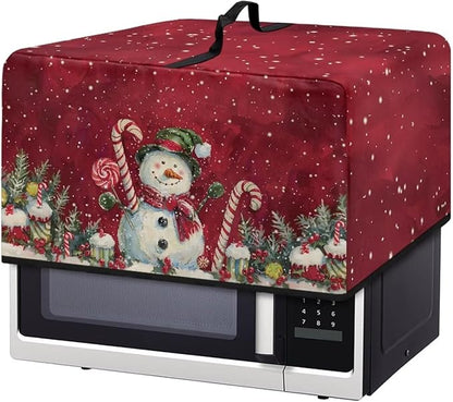 Microwave Oven Dust Cover, Christmas Snowman Heat-Resistant Waterproof Microwave Oven Grill Cover Protector Polyester Washable Dust Covers Case Protections for Microwaves Ovens