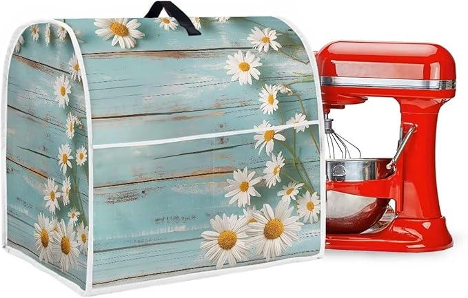 Daisy Stand Mixer Cover Teal Wood Kitchen Appliance Cover for 6-8 Quart Mixers Washable Food Processor Protective Covers Kitchen Mixers Accessories