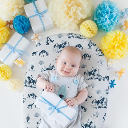 VitalCozy 4 Pcs Vintage Western Cowboy Bassinet Sheets Set 32 x 16 x 3 Inches Sheets for Standard Bed Toddler Mattresses Soft Breathable Cute Print Newborn Bedding for Girl Boys