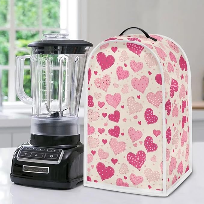 Talayituse Love Heart Print Blender Dust Cover, Fingerprint Protection Cover for Stand Mixer or Coffee Machine, Home Kitchen Appliance Covers for Stain Dust Resistant Supplies Valentine's Day Decor