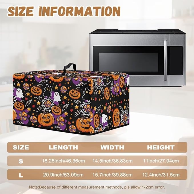 Microwave Oven Grill Cover, Halloween Pumpkin Waterproof Heat-Resistant Anti-Scratch Protective Cover Case for Countertop Microwave Oven Stylish Microwaves Ovens Covers