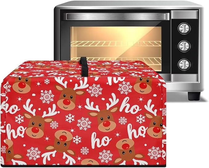 Microwave Ovens Dust Cover, Christmas Elk Heat-Resistant Waterproof Polyester Oven Protection Case for Microwave Oven Smart Oven Toaster Stainless Steel Oven