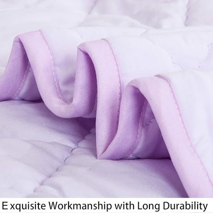 NTBAY Down Alternative Oversized Toddler Comforter, Super Soft and Warm Solid Color Baby Crib Quilted Blanket, 43x60 inches, Light Purple
