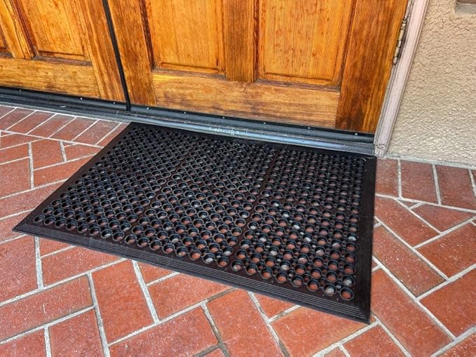 Envelor 4-Pack Anti Fatigue Rubber Floor Mat - Non-Slip Restaurant Mat with Drainage - 24 x 36 Inches