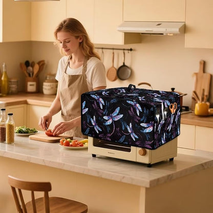 Dragonfly Print Microwave Oven Cover Dust-Proof Microwave Toaster Oven Cover Foldable Kitchen Appliance Protector Suitable for Most Microwave Ovens, S