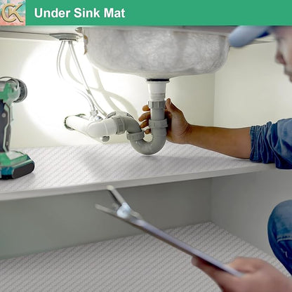 Self-Adhesive Shelf Liner Kitchen Liner, Waterproof Backed Paper Easy Peel and Stick Contact Liner Without Residue for Decor Your Desk Surface, Kitchen Countertops (White, 17.5 x 393.7 inches)