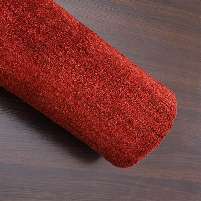 Hand Knotted Loom Wool ECO-Friendly Area Rugs - 9'x12', Rectangle, Light Red Color, Solid Plain Design, High Pile Handmade Anti Skid Area Rugs for Living Room, Bed Room (L00111)