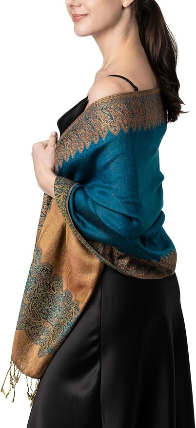 Achillea Big Paisley Pashmina Shawl Wrap for Women – Elegant Scarf for Weddings, Evening Dresses, Festivals & Daily Wear