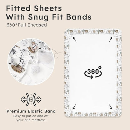 Baby Crib Sheets for Boys Girls Neutral, 2 Pack Crib Mattress Sheet for Standard Crib and Toddler Mattress, Super Soft Breathable Fitted Crib Sheet, 52" x 28"