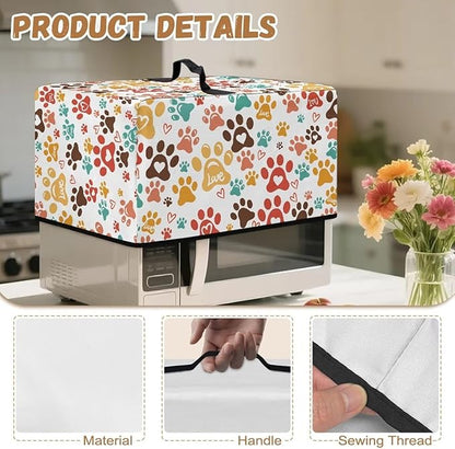 Microwave Oven Dust Cover, Dog Paw Polyester Dust Cover for Microwave Oven for Most Microwaves Oven Cloth Covers Waterproof Microwaves Dusts Covers Anti-Scratch Washable