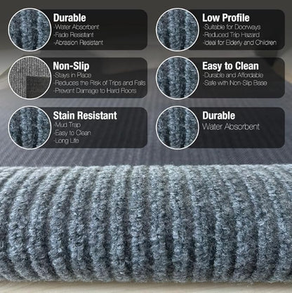 sigun Modern Non-Slip Hallway Runner Rug – Washable, Stain-Resistant & Custom Size – Durable Indoor/Outdoor Carpet for Entryway, Kitchen, Porch, Balcony, Patio & Garage – High-Tra | Dark Gray - 2 x 19