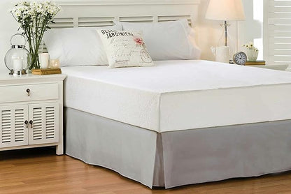 Queen Size Bed Skirt 600 TC Egyptian Cotton 16 Inch Drop Easy Fit - Bed Skirt for Queen 60x80 Inch Beds - Center & Corner Pleats, Silver Gray