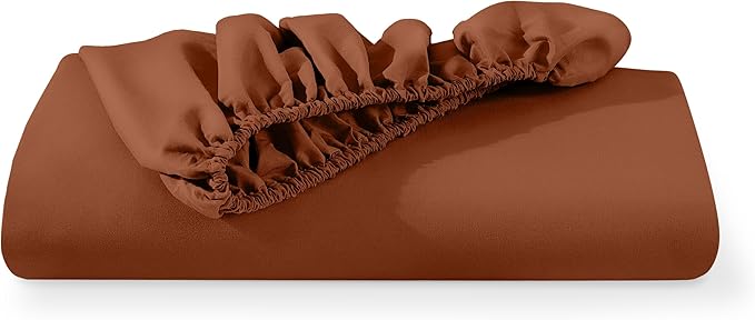 Bare Home Fitted Bottom Sheet King Size - Premium 1800 Microfiber - Ultra-Soft Hotel Luxury - Deep Pocket - Durable and Long Lasting (King, Terracotta)