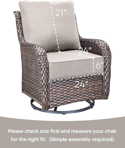 Luxury 24x24x6 Inch Outdoor Chair Cushions - Set of 2 Water Resistant Comfortable Patio Seat Cushion for Porch Set Rattan Dining Rocker Glider Chairs Loveseat Couch Sectional Sofa - Beige