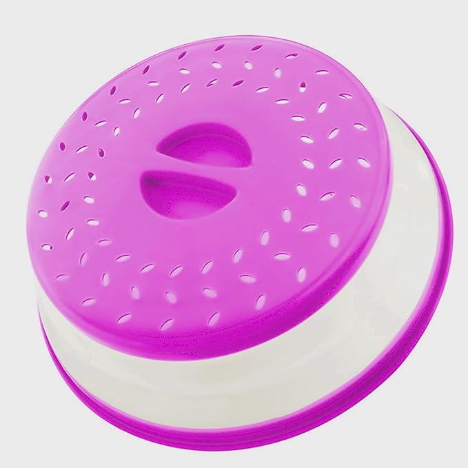 Collapsible Microwave Splatter Cover, 10.5 Inch, Dishwasher-safe, Microwave Plate Cover With Steam Vent，BPA-Free Silicone & Plastic (purple)