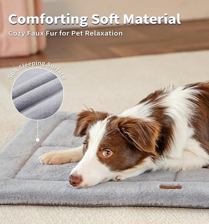 MADE 4 PETS Dog Crate Pad Bed for Medium Dogs, Washable & Reversible, Anti-Slip Kennel Mat for Cozy Sleeping, Soft Fluffy Dog Bed for Indoor & Outdoor Use, 29"x21", Gray