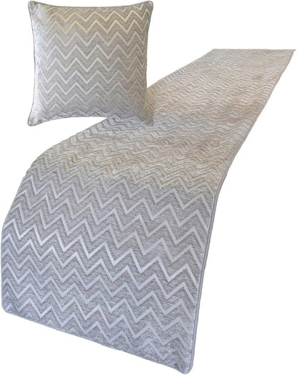 The HomeCentric King/Queen/Twin Silver Decorative Twin 53"x18" Bed Runner Without Pillow Cover, Chevron Bed Scarf on Jacquard Fabric - Silver Gleam Chevron