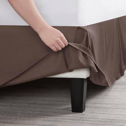 Nestl Dark Brown Bed Skirt Cal King Size - Cal King Bed Skirt 14 Inch Drop - Brushed Microfiber Bed Skirts - Hotel Quality Pleated Bed Skirt - Shrinkage & Fade Resistant