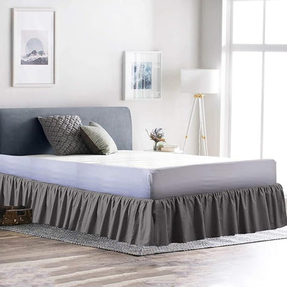 Ruffled Bed Skirt (Olympic Queen, Dark Grey) 18 Inch Drop Dust Ruffle with Platform, 100% Cotton 600 Thread Count Fabric, Gathered Styling, Available in All Bed Sizes and 23 Colors - Bedskirt