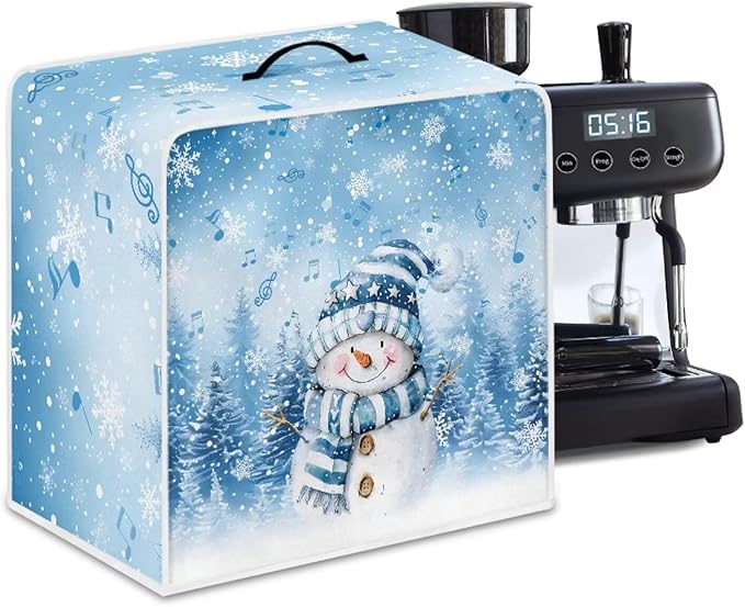 Cute Snowman Coffee Maker Cover Christmas Dustproof Coffee Machine Protection with Handles