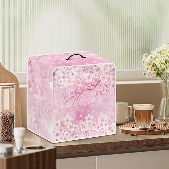 Mumeson Cherry Blossom Coffee Maker Cover, Universal Waterproof and Dustproof Pouch with Dual Handle for Home, Garage, Office